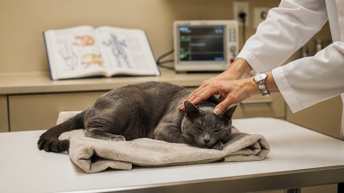 Veterinarian conducting a feline neurological exam for seizures