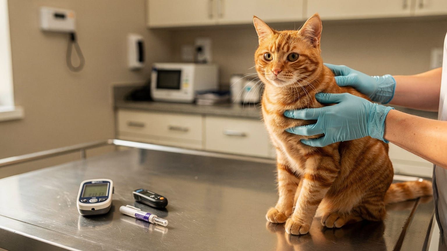 Feline diabetes cost - cat receiving insulin injection during routine home treatment