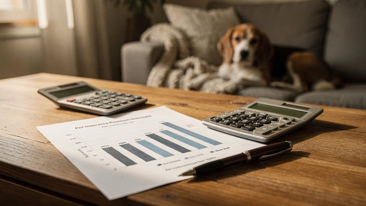 Premium increases - comparison chart of yearly insurance costs on table