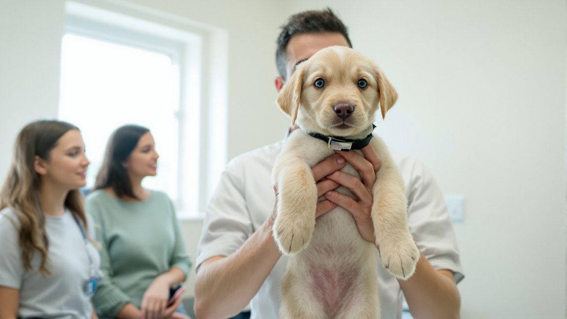 První veterinární návštěva štěněte a past časování pojištění