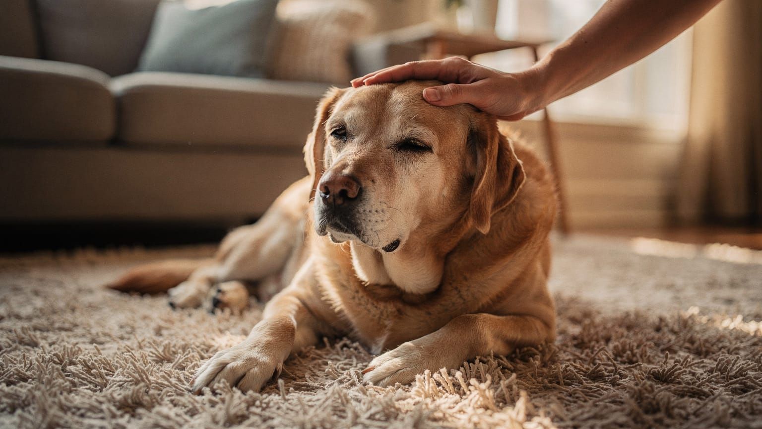 Senior dog at a veterinary wellness exam - aging dog medical expenses