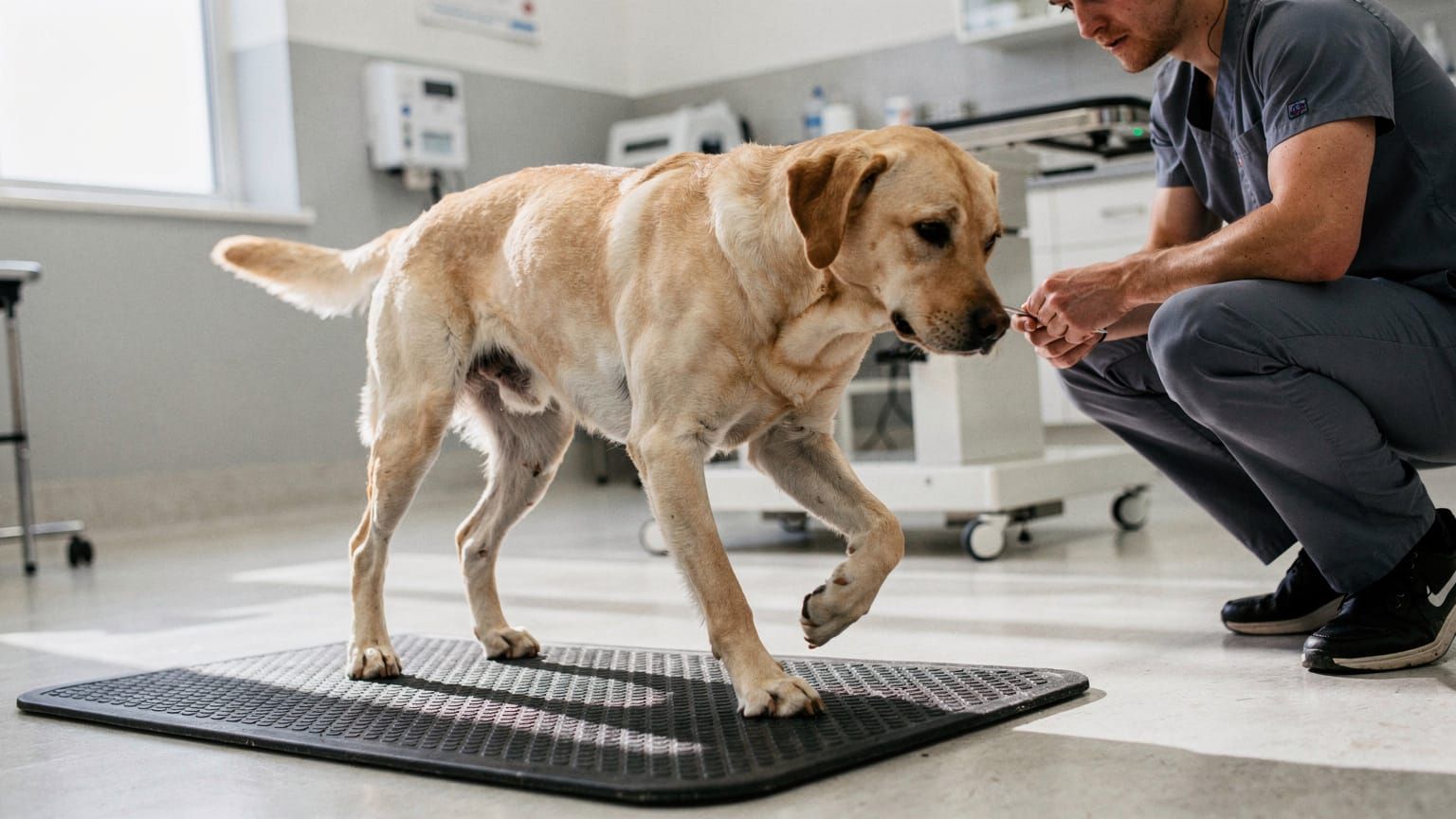 TPLO knee - labrador limping during gait exam at vet