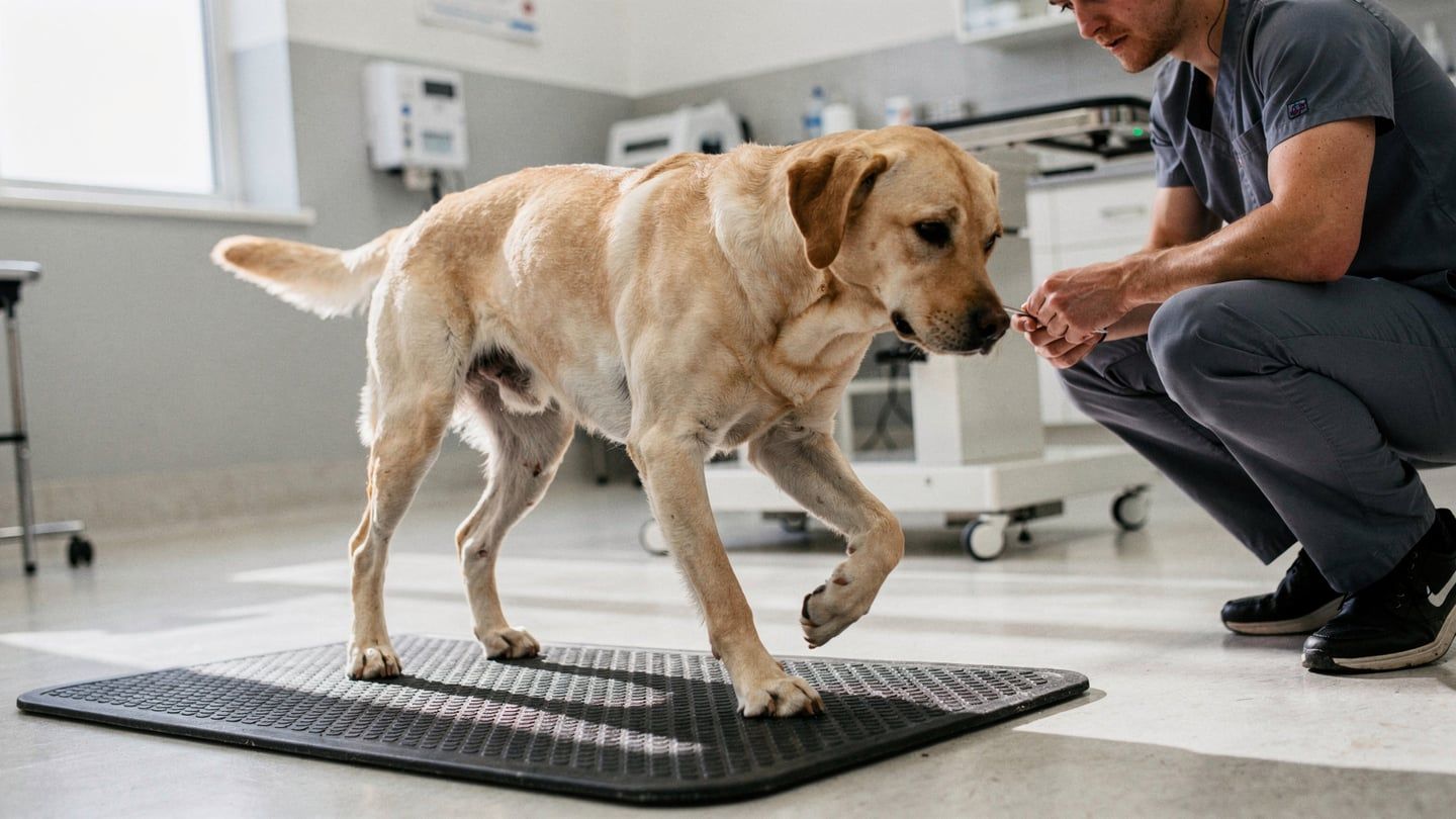 TPLO knee - labrador limping during gait exam at vet